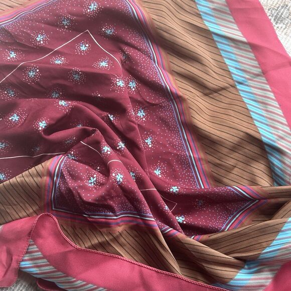 VTG Specialty House Medium Stripe Square Floral Silky Scarf 26" Made Italy Wrap - Picture 5 of 9